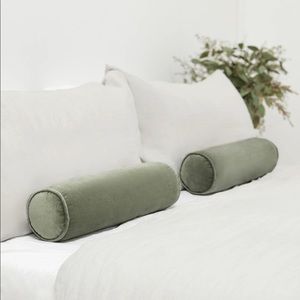 Lulu and Georgia set of Moss Sabine Velvet Bolster Pillow